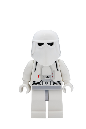 Adelaide, Australia - January 9, 2015: A studio shot of an Snowtrooper Lego minifigure from the Star Wars Movie Series. Lego is extremely popular worldwide with children and collectors.