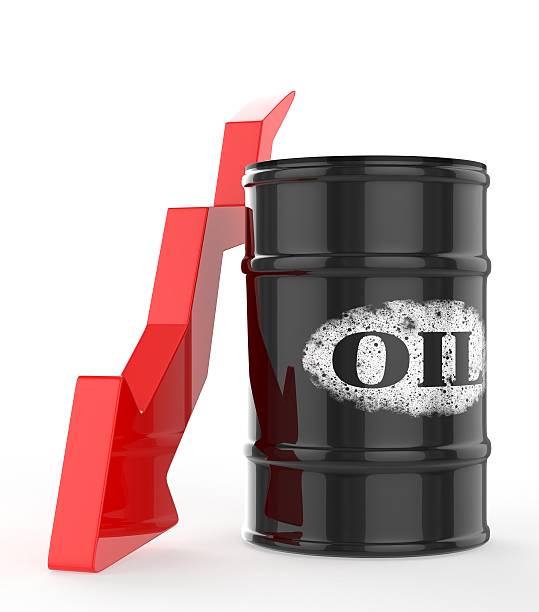 istock Oil Barrels with Red Arrow down. Financial crisis 532354651