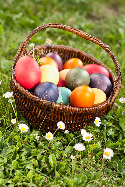 istock Germany, Lower Bavaria, Variety of Easter eggs in basket 532354865