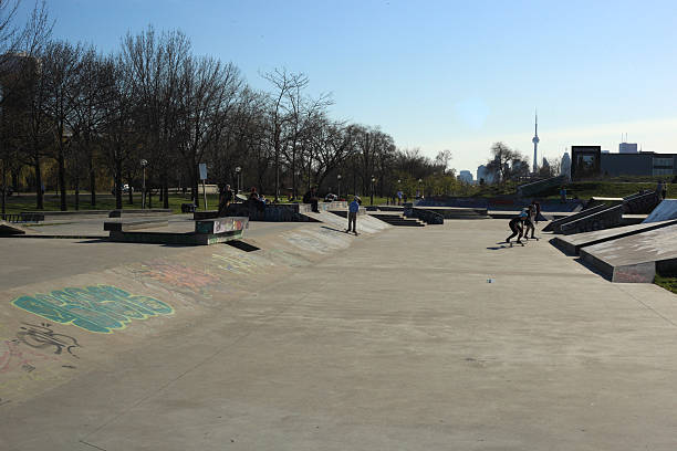 Toronto, outdoor skateboard park stock photo