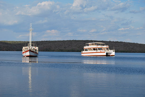 Two Boats in the Canion of Xingó stock photo