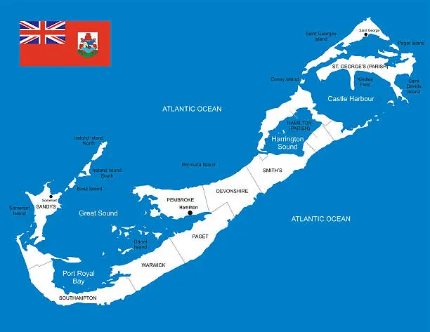 Vector illustration of Map of Bermuda
