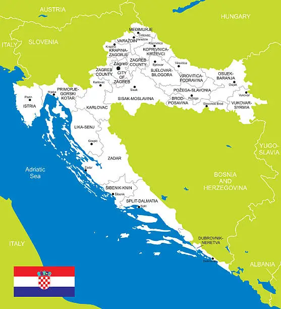 Vector illustration of Map of Croatia