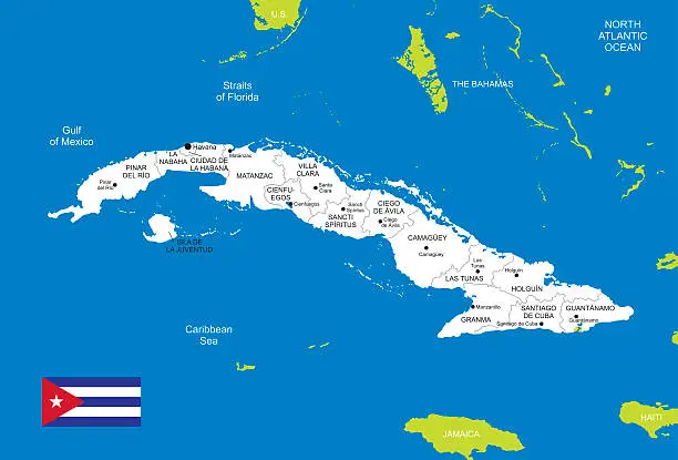 Vector illustration of Map of Cuba