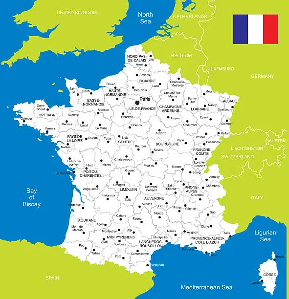 Vector illustration of Map of France