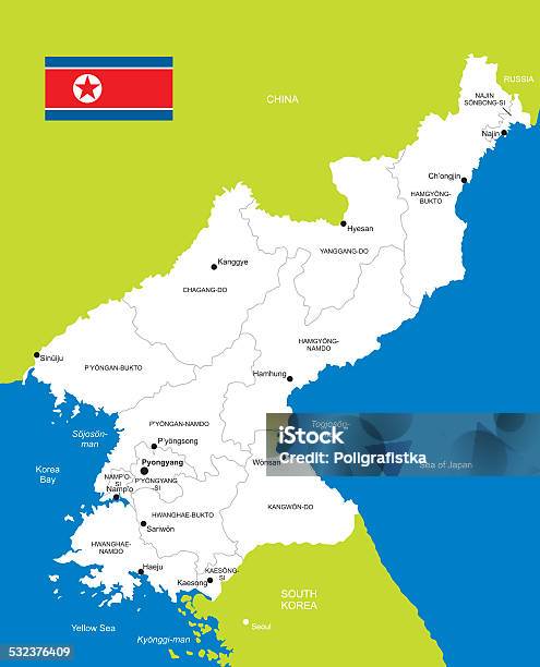 Map Of North Korea Stock Illustration - Download Image Now - 2015, Asia, Capital Cities