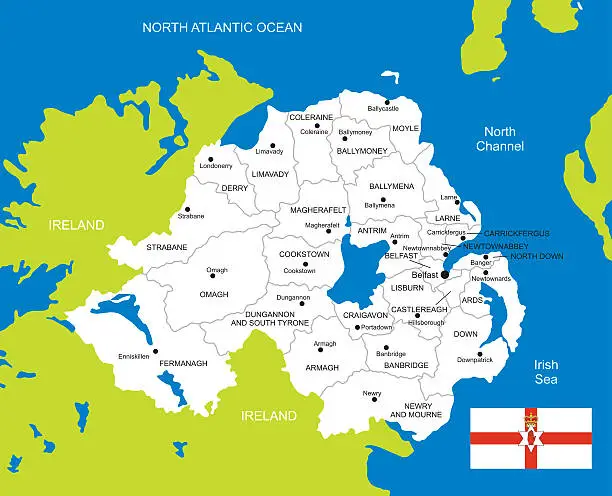 Vector illustration of Map of Northern Ireland