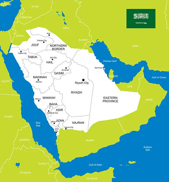 Vector illustration of Map of Saudi Arabia