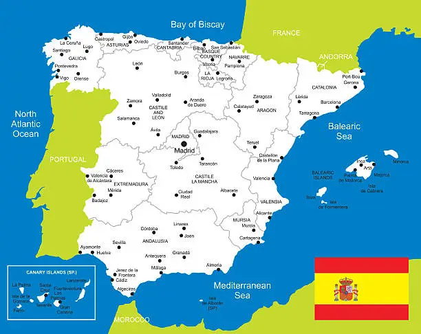 Vector illustration of Map of Spain