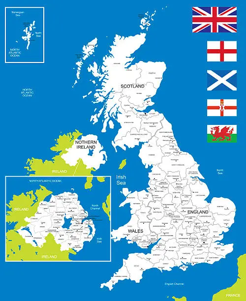 Vector illustration of Map of United Kingdom