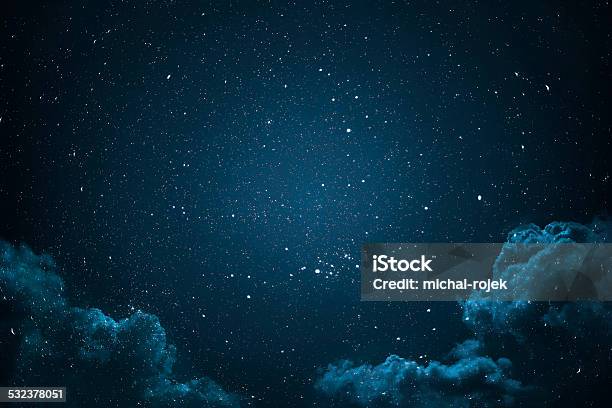 Night Sky With Stars And Clouds Stock Photo - Download Image Now - Night, Sky, Star - Space