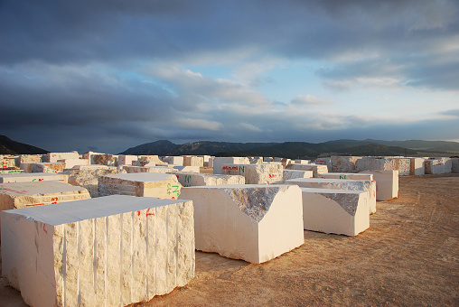 marble blocks in evening sun