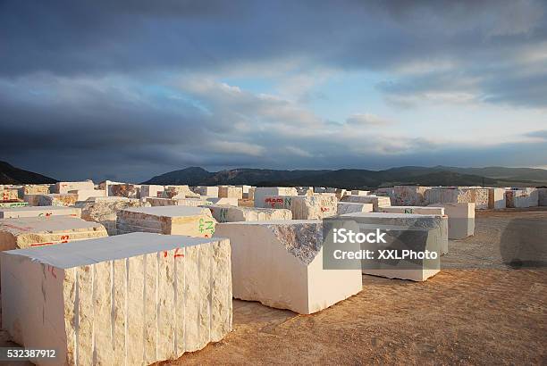 Marble Blocks In Evening Sun Stock Photo - Download Image Now - Marble - Rock, Marbled Effect, Quarry