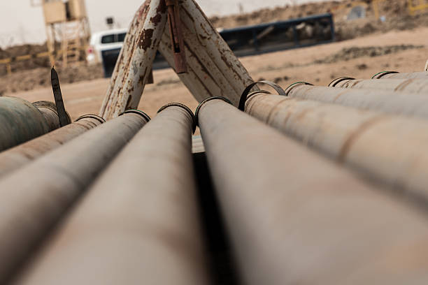 istock Pipes on oil rig site in Iraq 532388672