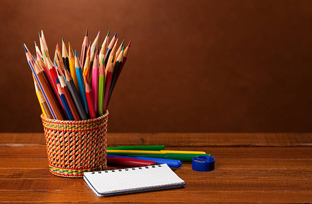 istock School equipment  on wood background. 532389826
