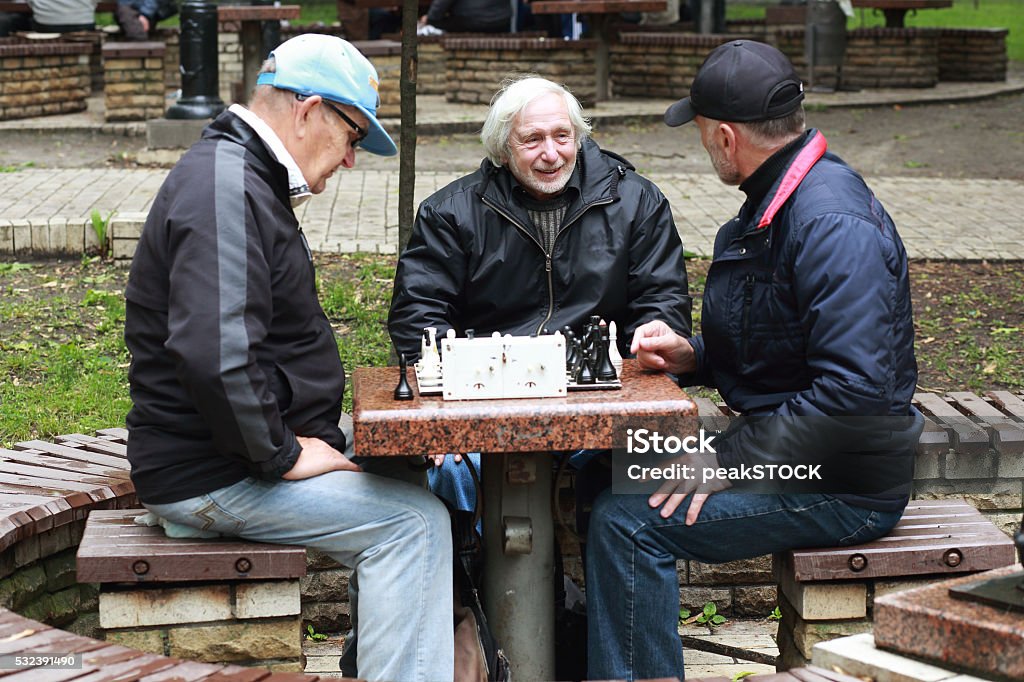 Dois Velhos Amigos Que Jogam Um Jogo De Xadrez Imagem de Stock