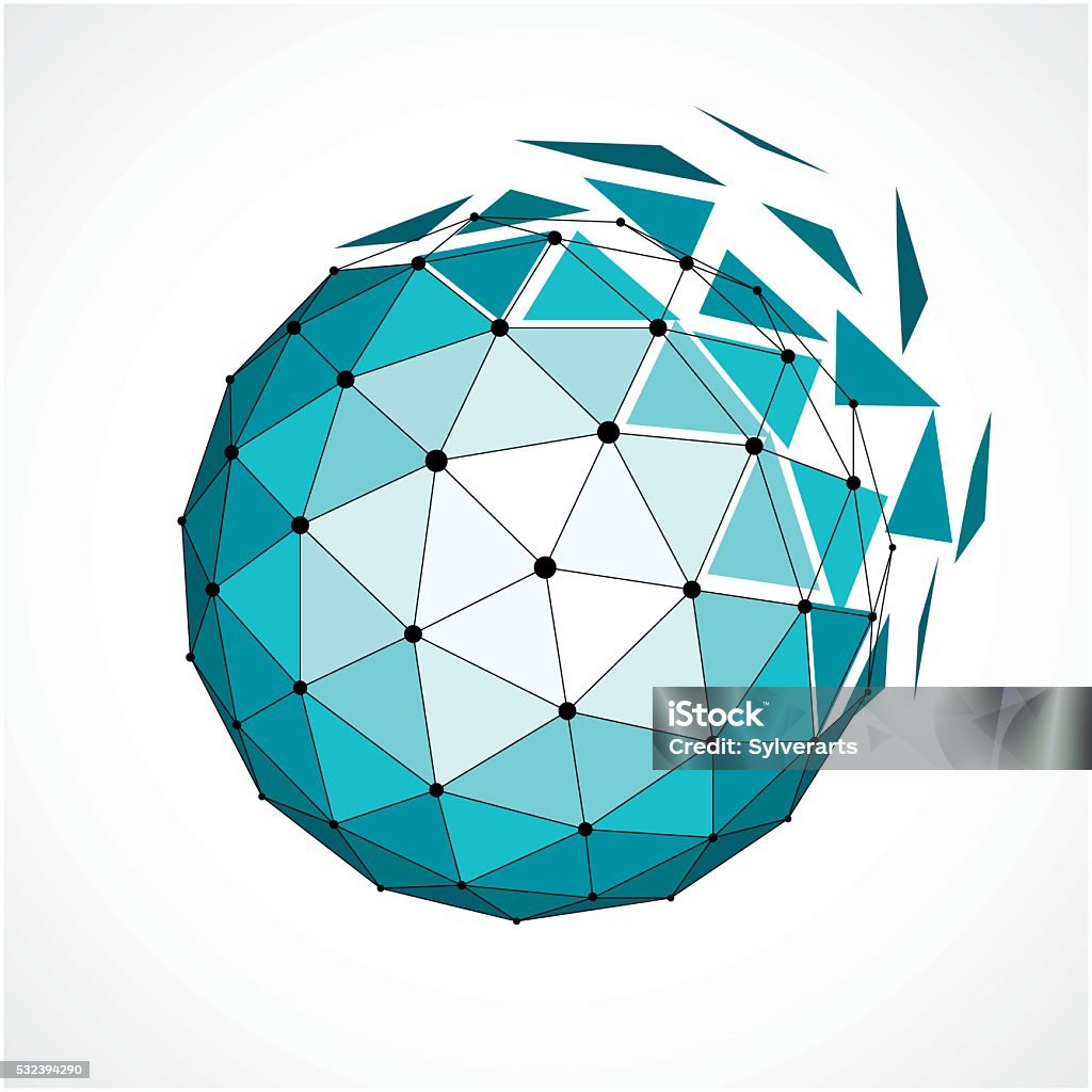 3d Vector Digital Wireframe Spherical Object Made Using Triangles Stock ...