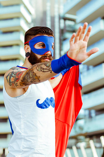 istock Hipster superhero in action 532395013