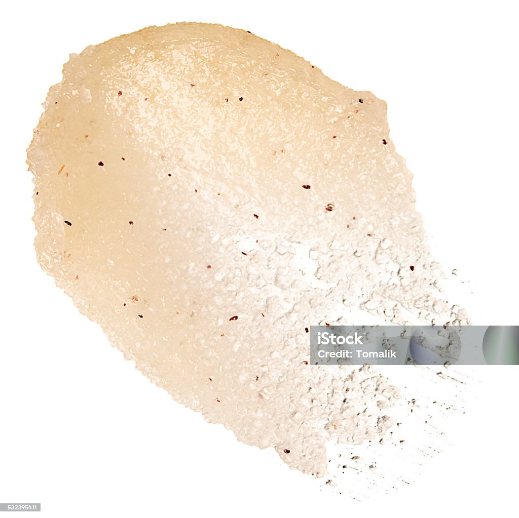 yellow textured body scrub yellow textured body scrub on a white background Exfoliation Stock Photo