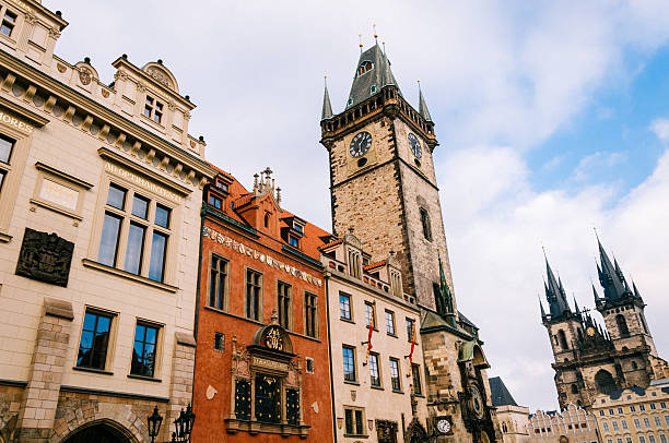 istock Prague catherdral and clock tower, mail landmarks in downtown 532396361