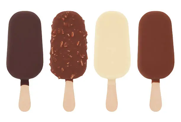 Chocolate Ice Cream Pops isolated on white