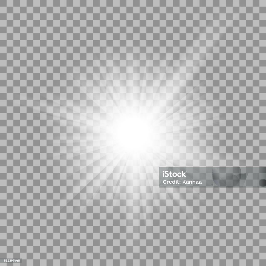 White glowing light burst on transparent background White glowing light burst explosion with transparent. Vector illustration for cool effect decoration with ray sparkles. Bright star. Transparent shine gradient glitter, bright flare. Glare texture. Glowing stock vector