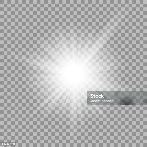 White Glowing Light Burst On Transparent Background Stock Illustration - Download Image Now