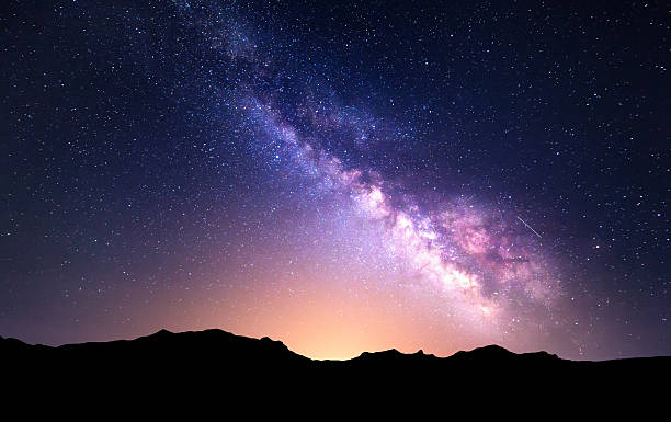 Night landscape with Milky Way. Starry sky, Universe
