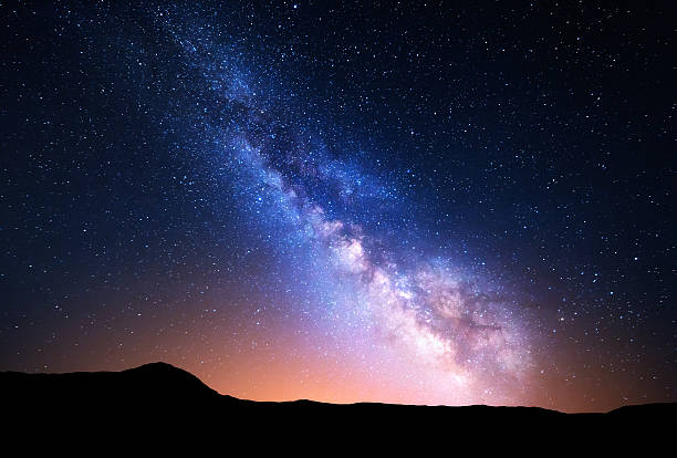 istock Night landscape with Milky Way. Starry sky, Universe 532398620
