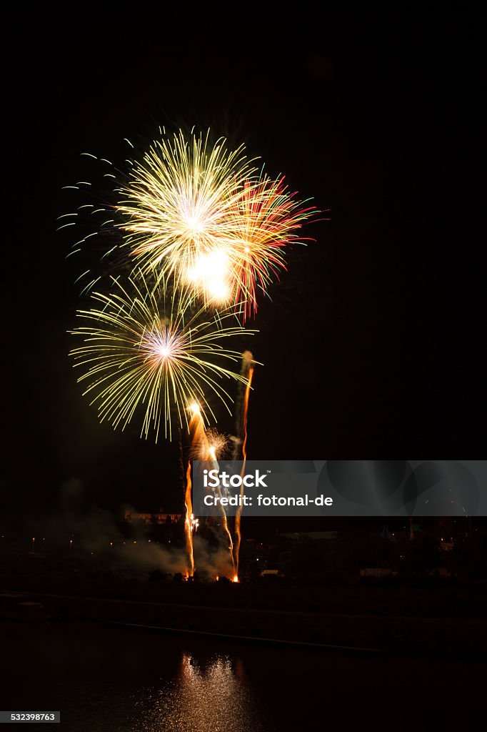 Fireworks Fireworks on folk festival "Kiliani" in the German city Wuerzburg New Year's Eve Stock Photo