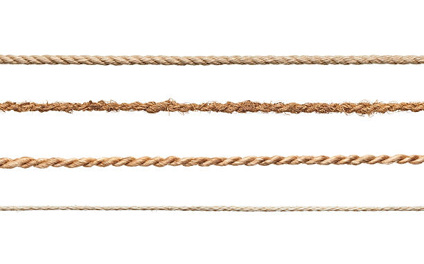 rope string collection of various ropes on white background. each one is shot separatelyclose up of a rope on white background rope stock pictures, royalty-free photos & images