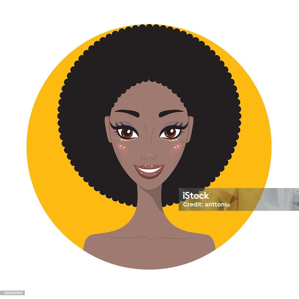 Young African American woman Fresh and happy Beautiful girl portrait Young African American woman Fresh and happy Beautiful girl portrait Vector illustration Adult stock vector