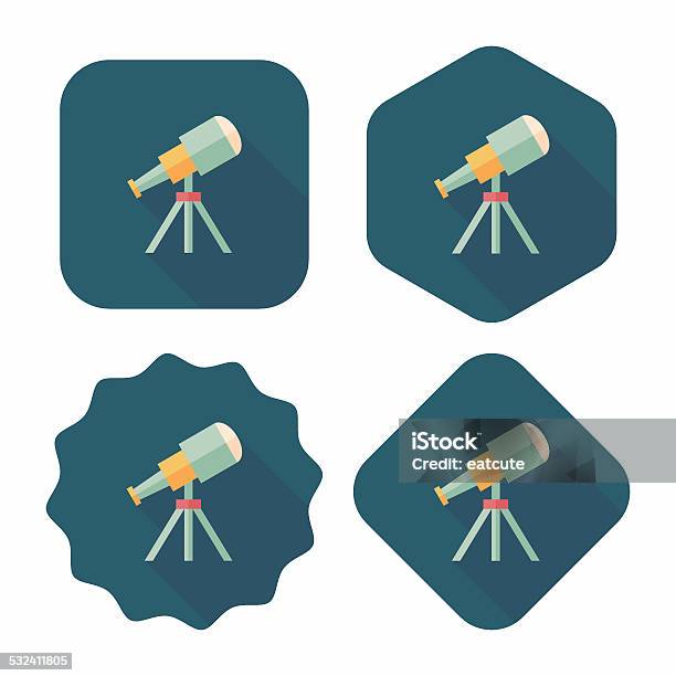 Telescope Flat Icon With Long Shadow Eps10 Stock Illustration - Download Image Now - 2015, Astronomy, Discovery