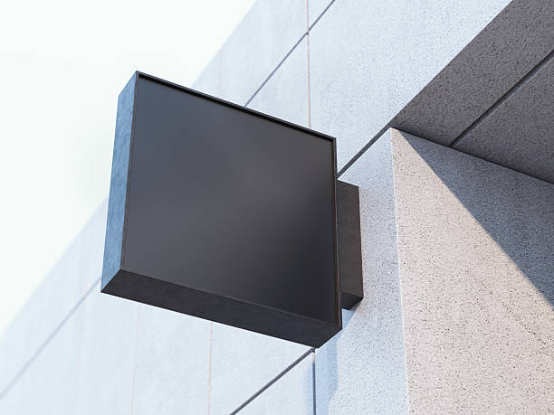 istock Black signboard on the office building. 3d rendering 532412598