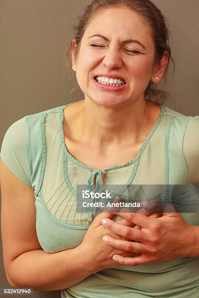 Woman Feel Pain Ache Stock Photo - Download Image Now - Adult, Aggression, Chest - Torso