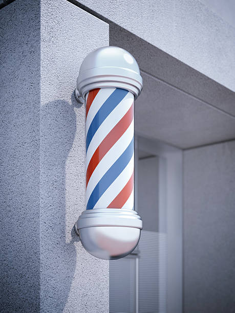 istock Classic Barber shop Pole on the gray  wall. 3d rendering 532413280