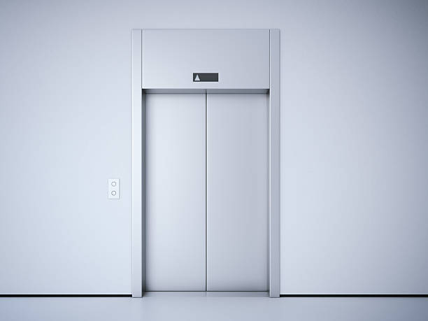 ascenseur moderne avec porte en métal. rendu 3d - porte ascenseur photos et images de collection