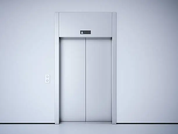 Photo of Modern elevator with metal  doors. 3d rendering
