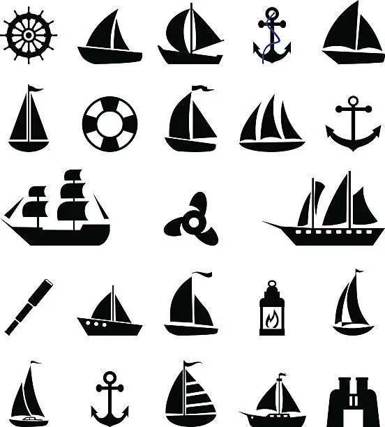 Vector illustration of Sailboat symbol set.