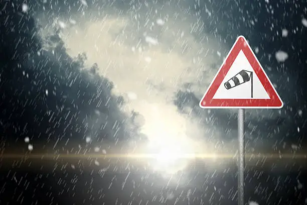 Bad Weather - Caution - Risk of Wind, Snow and Ice