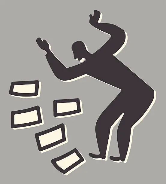 Vector illustration of Man with Dropped Papers