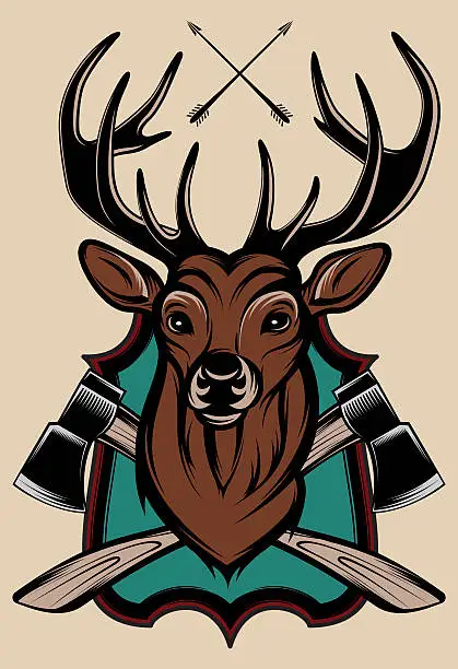 Vector illustration of illustration of a stag's head as a trophy