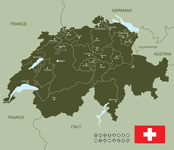 карта швейцария - ticino canton illustrations stock illustrations