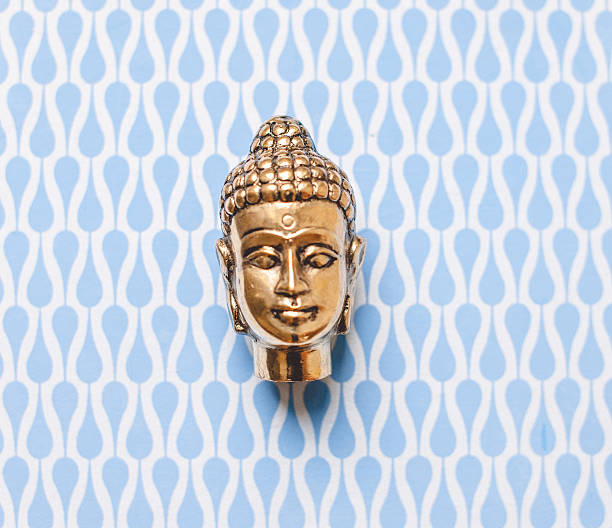 buda na azul padrão - sculpture contemporary buddha sparse - fotografias e filmes do acervo