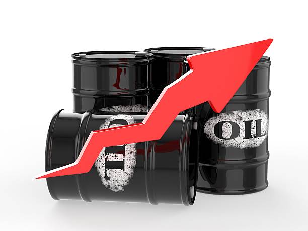 istock Oil Barrels with Red Arrow Up. 532443103