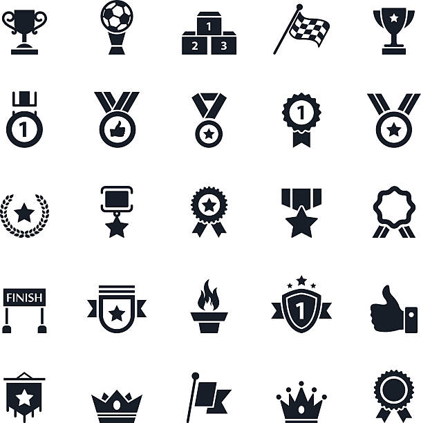 Award and Trophy Icons vector art illustration