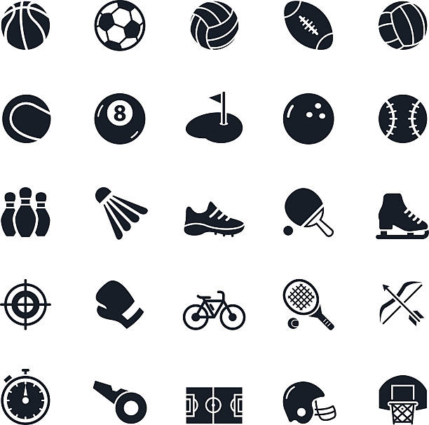 ilustrações, clipart, desenhos animados e ícones de ícones do esporte  - basketball vector sports equipment ball