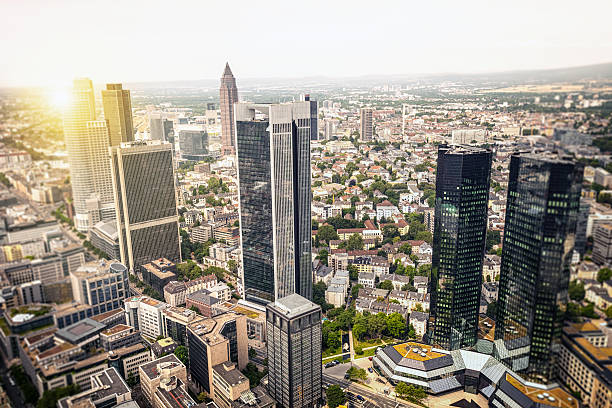 Frankfurt Skyline Frankfurt Skyline. cityscape videos stock pictures, royalty-free photos & images