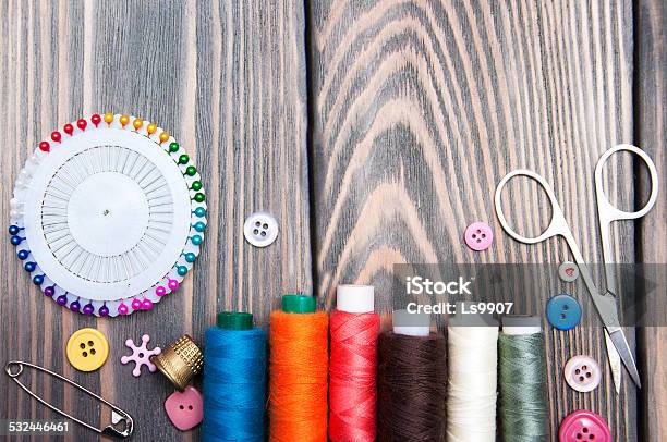 Accessory Of The Tailor Stock Photo - Download Image Now - Abstract, Art And Craft, Blue