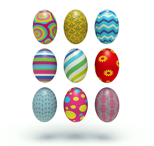 istock Set of vertical colorful Easter eggs. 3d render illustration. 532448703